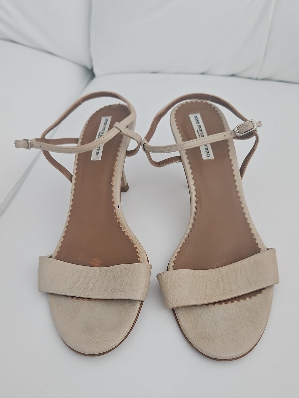 Jose Maria Moreno Of Madrid Beige Ankle-Strap Sandals for Women
